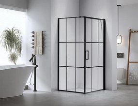 BPS-koupelny Štvorcový sprchový kút BS13A 80x80 čierna/transparent + vanička ST02A BL čierna