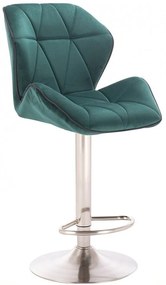 LuxuryForm Barová stolička MILANO MAX VELUR na striebornom tanieri - zelená