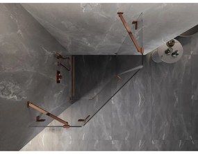 Mexen Lunar, Päťuholníkový sprchový kút Mexen Lunar naklápací doľava 100 x 100 cm, 8mm číre sklo, profil ružové zlato, 831-100L-100P-60-00-L