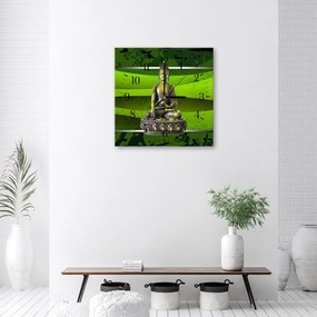 Gario Hodiny na stenu Budha medzi zeleňou Rozmery: 80 x 80 cm