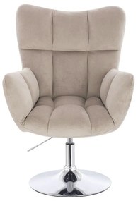 LuxuryForm DESIGN Kreslo AURORA VELUR na striebornom tanieri - latte