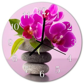 Nástenné sklenené hodiny Orchidea fi 30 cm