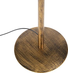 Moderná stojaca lampa zlatá s tienidlom čiernym so zlatom - Simplo