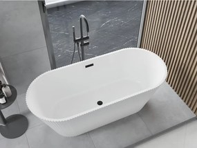 Mexen Yara, voľne stojaca ryhovaná vaňa 170 x 75 cm, biela lesklá, čierny matný prepad, 52861707500-70