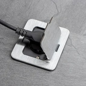 Brilagi - Vonkajšia vstavaná podlahová zásuvka IP55 matný chróm obdĺžnikový