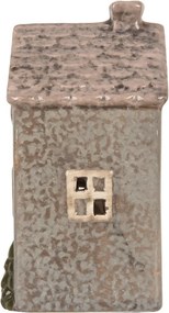 Modrý keramický domček na čajovú sviečku Lamont - 10*8*15 cm