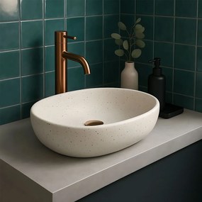 Rea Amelia, umývadlo na dosku 480x345x135 mm, imitácia kameňa-piesková, REA-U8480