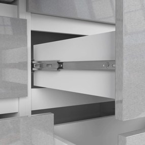 Komoda Kuba 120 cm 8 zásuviek biela/sivá