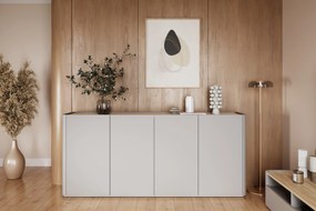 Komoda Elivo 200 cm štvordverová - kašmír / olejovaný dub