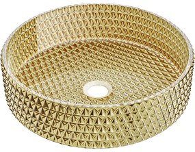 Mexen Aura, sklenené umývadlo na dosku 39 × 39 cm, zlatá, 24013952