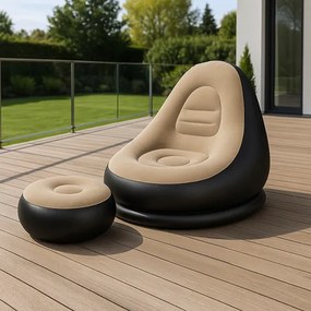 Nafukovacie relaxačné kreslo s podnožkou