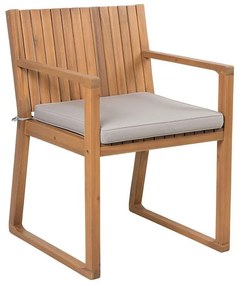 Záhradná jedálenská stolička z akáciového dreva s podsedákom taupe SASSARI Beliani