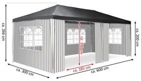 Garthen 71702 Záhradný párty stan - 3 x 6 m, antracit + 6 bočníc