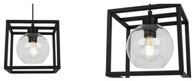 Závesné svietidlo Haga cage, 1x transparentné sklenené tienidlo v kovovom ráme