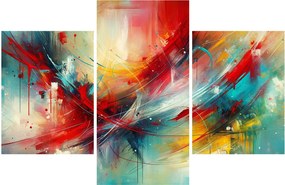 Obraz – Abstrakcia s červenou (90x60 cm)