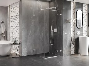 Mexen Lunar T, výklopný sprchový kút pravý 90 x 90 cm, 8mm číre sklo, biely profil, 834T-090-090-20-00-P