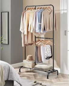 SONGMICS Stojan na šaty, nosnosť do 100 kg, s nastaviteľnou tyčou, čierny