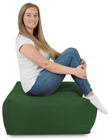 Plyšová taburetka kocka tmavozelená