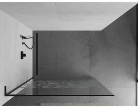 Mexen Kioto L, sprchová zástena Walk-In 70 x 200 cm, 8mm číre sklo biely vzor, čierny profil, 800-070-103-70-85