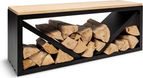 Blumfeldt Kindlewood L Black, stojan na drevo, lavička, 104 × 40 × 35 cm, bambus, zinok