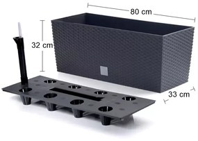 Samozavlažovací plastový kvetináč DRTC800 80 cm - antracit