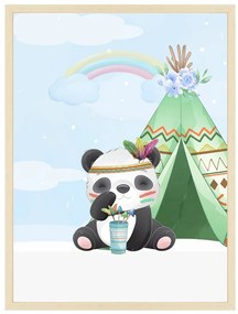 Boho Animals - panda - obraz do detskej izby Bez rámu  | Dolope