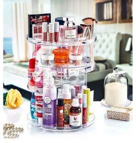 Priehľadný otočný plastový kúpeľňový organizér na kozmetiku - Hermia