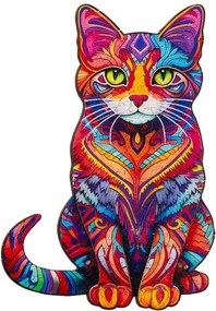 Kruzzel 22878 Dřevěné puzzle kočka 130 dílů, 38 x 24 cm