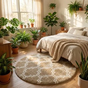 Protišmykový koberec DECOR béžový kruh