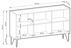 Komoda Harmony Va 144 cm černá/černý mramor