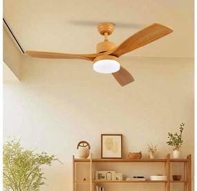 ZEVENTI - LED stropný ventilátor MARE LED/24W/230V Wi-Fi Tuya dub + diaľkový ovládač