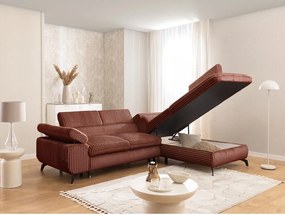 Menčestrová rohová pohovka v terakotovej farbe (pravý roh/do L) Marbeya – Ropez