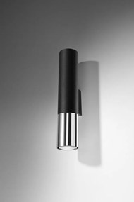 Čierne/v striebornej farbe kovové nástenné svietidlo ø 6 cm Longbot – Sollux