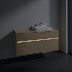 VILLEROY &amp; BOCH Collaro závesná skrinka pod umývadlo na dosku (umývadlo vpravo), 4 zásuvky, s LED osvetlením, 1200 x 500 x 548 mm, Nordic Oak, C072B0VJ