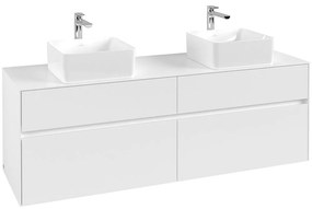 VILLEROY &amp; BOCH Collaro závesná skrinka pod dve umývadlá na dosku, 4 zásuvky, 1600 x 500 x 548 mm, White Matt, C05200MS