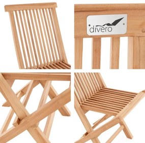 Divero 33137 Skladacia stolička z tíkového dreva 4 kusy