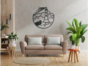drevko Drevená nálepka Maják na mori Rozmer obrazu: 33 x 32,5 cm, Farba dekorácie: Čierna