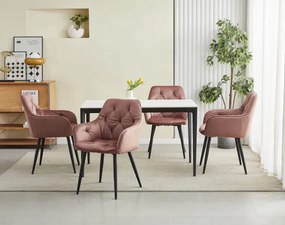 Set dvoch jedálenských stoličiek JORK zamatové, ružové (čierne nohy) 2 ks