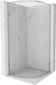 Mexen Exo, štvrťkruhový sprchovací kút s posuvnými dverami 90 x 90 cm, 6mm číre sklo, chrómový profil, 8131-090-090-01-00