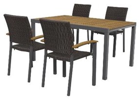 Livarno home Hliníkový rozkladací záhradný stôl Valencia, hnedý + Záhradná stolička Valencia, 4 kusy  (800008281)