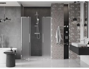 Mexen Velar L Duo, posuvné sprchové dvere do otvoru 160 cm, 8mm sklo námraza, chrómová, 871-160-003-32-01