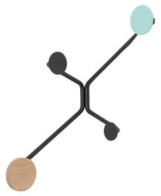 Čierny rohový nástenný vešiak s mentolovozeleným detailom Gazzda Hook