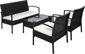 Outsunny Poly Rattan Sedacia Súprava Lounge 7 ks s Vankúšmi, Čierna | Aosom