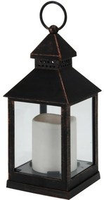 Lampáš s LED sviečkou hnedá, 23 cm