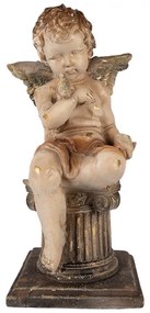 Béžová antik dekorácia socha anjelik Angel Vintage - 30*30*60 cm