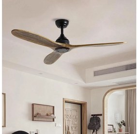 ZEVENTI - Stropný ventilátor LAURIA Wi-Fi Tuya čierna/dub + diaľkové ovládanie