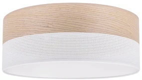 Stropné svietidlo Wood, 1x béžová dubová dýha/biele PVC tienidlo, (biele plexisklo), (fi 40cm)