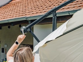 Záhradný skladací slnečník LEVI 300 cm, béžovo-hnedý + obal zdarma