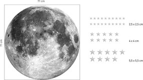 Dekoračná nálepka na stenu mesiac s hviezdami 71 cm