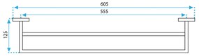 Rea Erlo 02, 2-radový vešiak na uteráky 60cm 332919, čierna matná, REA-06908